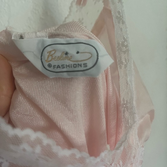 Not AVAILABLE Vintage Silk Satin Slip Chemise nightgown lace Beeline Maxi - Picture 6 of 9